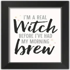Witch In The Morning Halloween Print in Black Frame