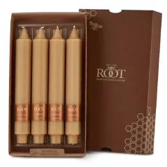 Root Candles 9" Unscented Smooth Collenette Taper Candles, 4ct. Beeswax