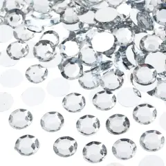 John Bead Acrylic Round Flat Back Rhinestones, 10mm Crystal