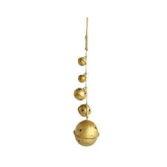 Hello Honey&reg; 16" Antique Gold Hanging Metal Bells with Star Cutouts