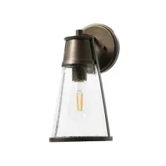 Hello Honey&reg; Robert Stevenson Lighting Jaxon 13.5" Metal & Seedy Glass Outdoor Wall Sconce Aged Tuscan