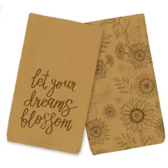 Let Your Dreams Blossom Tea Towel Set Gold