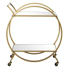 Gold Iron & Mirror Contemporary Bar Cart