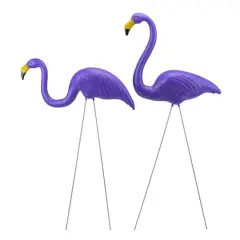 Tropical Purple Flamingo Outdoor Lawn Stakes, 2ct.
