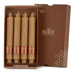 Root Candles 9" Unscented Grecian Collenette Taper Candles, 4ct. Beeswax