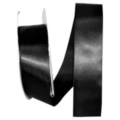 JAM Paper 1.5" x 50yd. Single Face Satin Ribbon Black