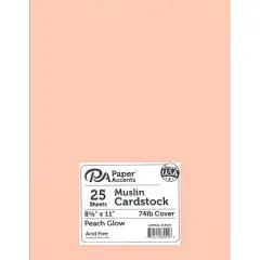 PA Paper&trade; Accents Muslin 8.5" x 11" 74lb. Cardstock, 25 Sheets Peach Glow