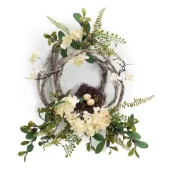 20" Hydrangea & Bird Nest Wreaths