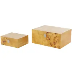 Brown Wood Storage Box with Natural Wood Grains & Silver Latches, 2ct.