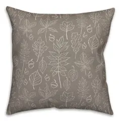 Gray Leaf Pattern Throw Pillow