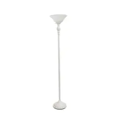 Lalia Home 6ft. Torchiere Floor Lamp with Marbleized Shade White with White Shade