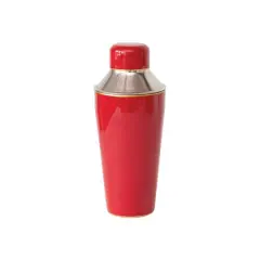 Hello Honey&reg; 22oz. Red Enameled Stainless Steel Cocktail Shaker with Gold Rim
