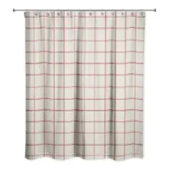 Cream and Red Check Shower Curtain