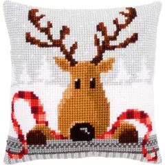 Vervaco Reindeer with a Red Scarf Needlepoint Cushion Top Kit