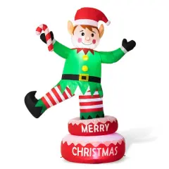 Glitzhome&reg; 6ft. Light-Up Inflatable Rotating Elf D&eacute;cor