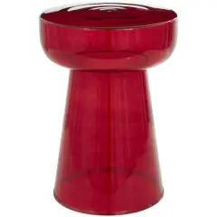 20" Glass Modern Side End Accent Table Red