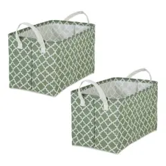 DII&reg; Large Lattice PE-Coated Cotton Polyester Laundry Bin, 2ct. Artichoke Green