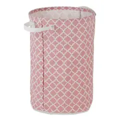 DII&reg; Round Lattice PE-Coated Cotton Polyester Laundry Hamper Rose