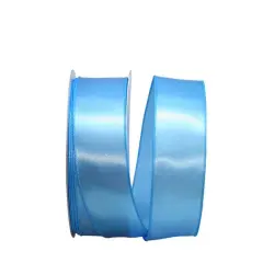 JAM Paper 2.5" x 50yd. Wired Satin Ribbon Light Blue