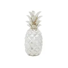 Silver Polystone Traditional Decorative Pineapple, 14" x 6" x 6"