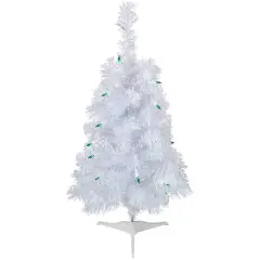 2ft. Pre-Lit Slim White Artificial Christmas Tree, Green Lights