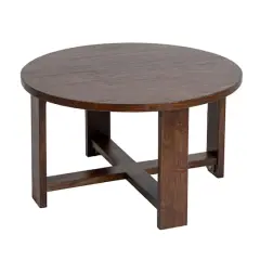 Hello Honey&reg; Elegant Acacia Trestle Round Coffee Table Walnut