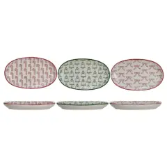Hello Honey&reg; 8.5" Holiday Pattern Stoneware Plate Set