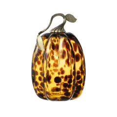Glitzhome&reg; Amber Dots Glass Pumpkin