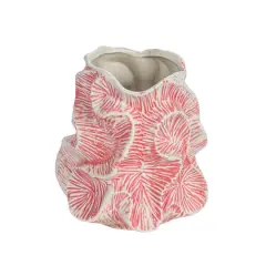 Hello Honey&reg; 7.5" Pink Textured Organic Stoneware Vase with Reactive Glaze