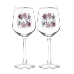 12oz. Mrs. & Mrs. Floral Wine Glass Set