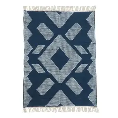 National Outdoor Living&reg; Geometric Hand Woven Outdoor Rug Indigo Blue