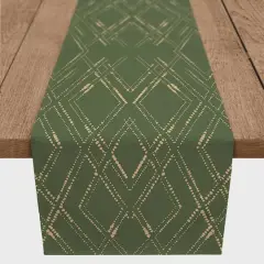 90" Gold Diamond Cotton Twill Runner Green/Gold