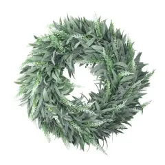 14" Green & White Wispy Lavender Spring Wreath