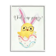 Stupell Industries What's Up Peeps Funny Easter Phrase Hatched Chick Framed Giclee Art White