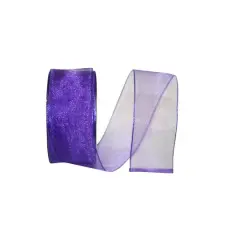 JAM Paper 1.5" x 25yd. Elegant Sheer Wired Ribbon Purple
