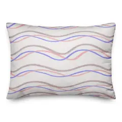Delicate Squiggles Indoor/Outdoor Lumbar Pillow Blue/Pink