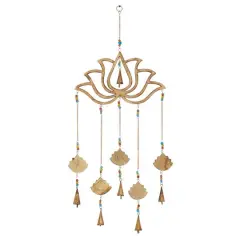 Gold Mango Wood Eclectic Style Windchime, 15" x 30"