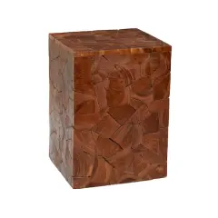 Brown Teak Wood Contemporary Accent Table 16" x 12" x 12"