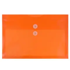 JAM Paper Letter Booklet Plastic Envelopes with Button & String Tie Closure, 12ct. Orange