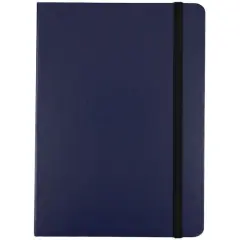 JAM Paper Medium Hardcover Notebook with Elastic Band Blue