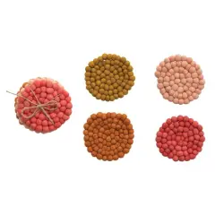Hello Honey&reg; Pink Tones Handmade Wool Felt Ball Coaster Set