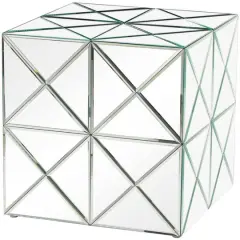 Silver Wood Mirrored Accent Table 18" x 18" x 18"