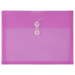 JAM Paper Letter Booklet Plastic Envelopes with Button & String Tie Closure, 12ct. Lavender Purple