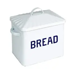 Hello Honey&reg; 13.5" White Chic Farmhouse Enameled Bread Box