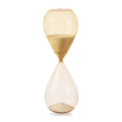 Glitzhome&reg; 13.5" Modern Double-Layered Amber Hourglass with White Sand