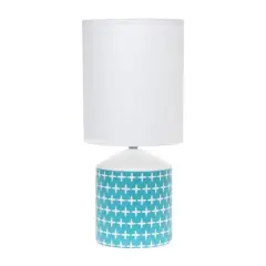 Simple Designs 18.5" Fresh Prints Table Lamp Blue and White Cross