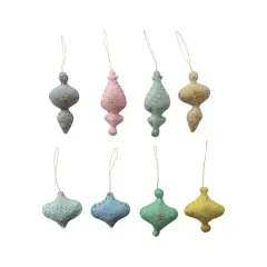 Hello Honey&reg; 8 Pack Mixed Embroidered Pastel Felt Ornaments