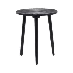 Black Mango Wood Contemporary Accent Table, 21" x 17" x 17"