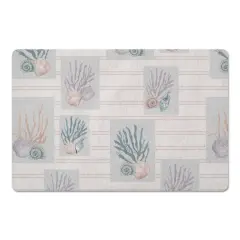 Shell Panels On Stripe Floor Mat Blush Stripe