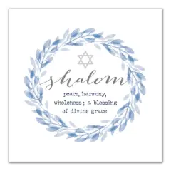 Shalom Def Wreath Blue 16x16 Canvas Wall Art